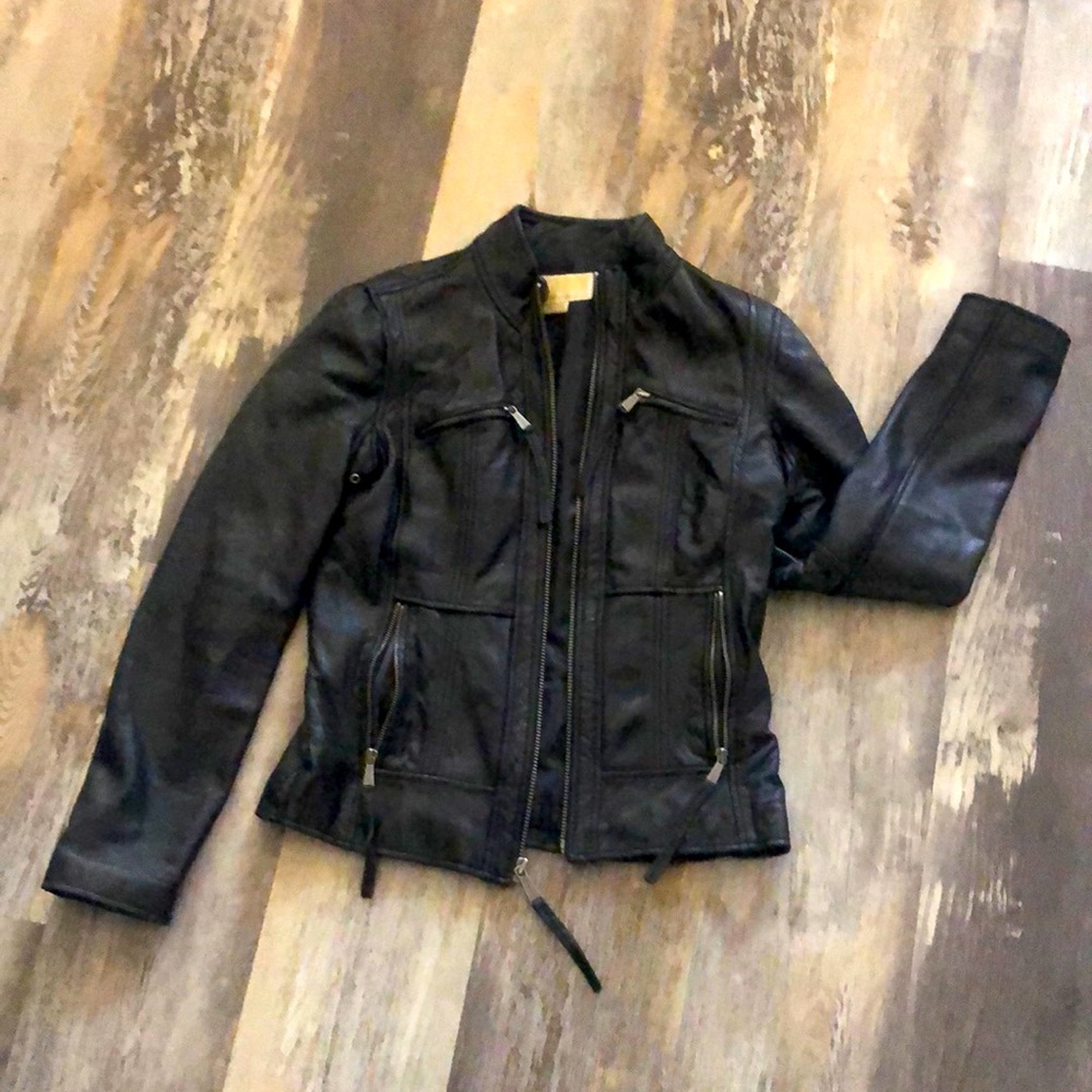 Michael Kors Leather Moto Jacket.